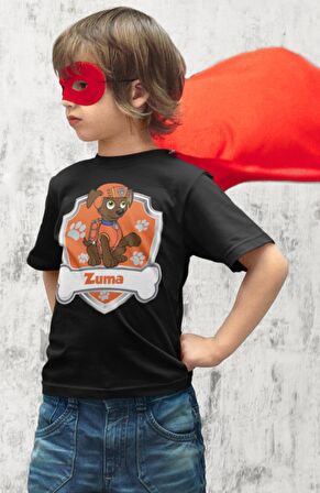 Paw Patrol Zuma Baskılı Çocuk Tişört, Unisex Çizgi Film Baskılı Bebek T-Shirt