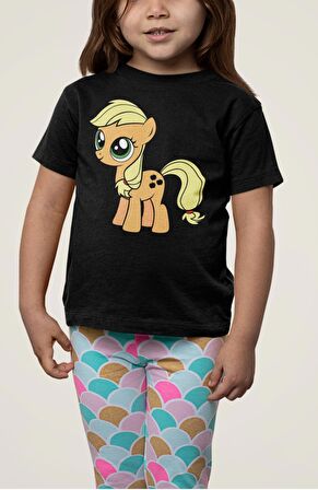 My Little Pony Applejack Baskılı Çocuk Tişört, Unisex Çizgi Film Baskılı Bebek T-Shirt