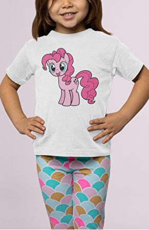 My Little Pony Pinkie Pie Baskılı Çocuk Tişört, Unisex Çizgi Film Baskılı Bebek T-Shirt