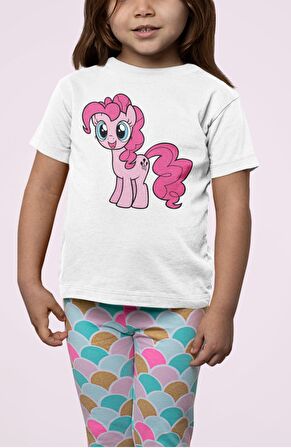 My Little Pony Pinkie Pie Baskılı Çocuk Tişört, Unisex Çizgi Film Baskılı Bebek T-Shirt