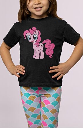 My Little Pony Pinkie Pie Baskılı Çocuk Tişört, Unisex Çizgi Film Baskılı Bebek T-Shirt