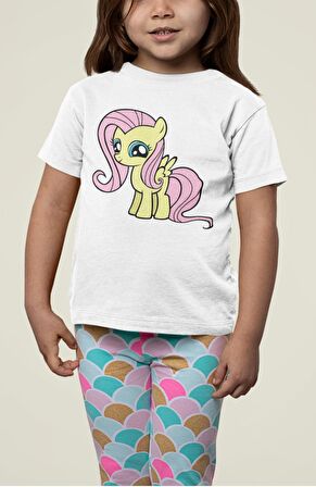 My Little Pony Fluttershy Baskılı Çocuk Tişört, Unisex Çizgi Film Baskılı Bebek T-Shirt