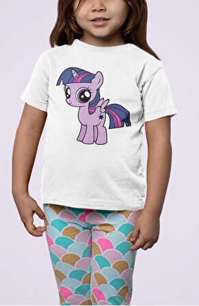 My Little Pony Twilight Sparkle Baskılı Çocuk Tişört, Unisex Çizgi Film Baskılı Bebek T-Shirt