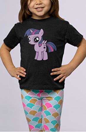 My Little Pony Twilight Sparkle Baskılı Çocuk Tişört, Unisex Çizgi Film Baskılı Bebek T-Shirt