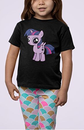 My Little Pony Twilight Sparkle Baskılı Çocuk Tişört, Unisex Çizgi Film Baskılı Bebek T-Shirt