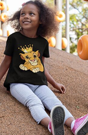 Aslan Kral Simba Baskılı Çocuk Tişört, Unisex Çizgi Film Baskılı Bebek T-Shirt