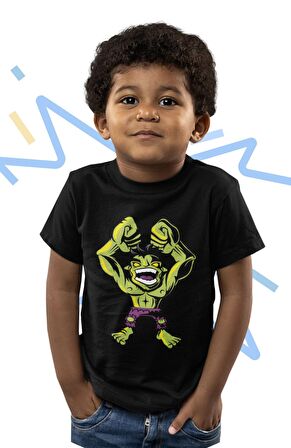 Baby Hulk Baskılı Çocuk Tişört, Unisex Marvel Baskılı Bebek T-Shirt