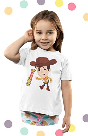 Toy Story 4 Baskılı Çocuk Tişört, Unisex Oyuncak Hikayesi Baskılı Bebek T-Shirt