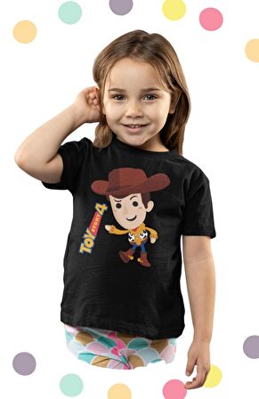 Toy Story 4 Baskılı Çocuk Tişört, Unisex Oyuncak Hikayesi Baskılı Bebek T-Shirt