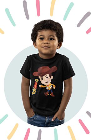 Toy Story 4 Baskılı Çocuk Tişört, Unisex Oyuncak Hikayesi Baskılı Bebek T-Shirt