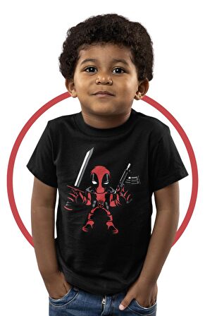 Baby Deadpool Baskılı Çocuk Tişört, Unisex Marvel Baskılı Bebek T-Shirt