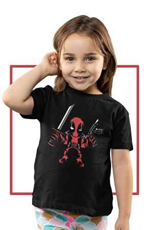 Baby Deadpool Baskılı Çocuk Tişört, Unisex Marvel Baskılı Bebek T-Shirt