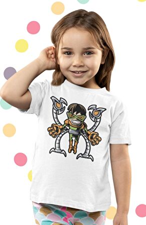 Baby Doktor Octopus Baskılı Çocuk Tişört, Unisex Spiderman Düşmanı Baskılı Bebek T-Shirt