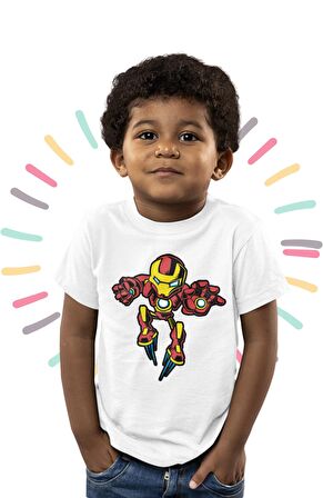 Baby Iron Man Baskılı Çocuk Tişört, Unisex Marvel Baskılı Bebek T-Shirt