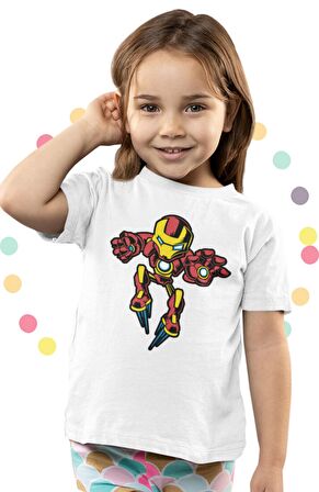 Baby Iron Man Baskılı Çocuk Tişört, Unisex Marvel Baskılı Bebek T-Shirt