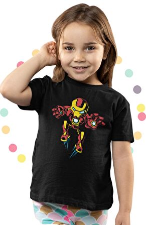 Baby Iron Man Baskılı Çocuk Tişört, Unisex Marvel Baskılı Bebek T-Shirt