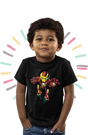 Baby Iron Man Baskılı Çocuk Tişört, Unisex Marvel Baskılı Bebek T-Shirt