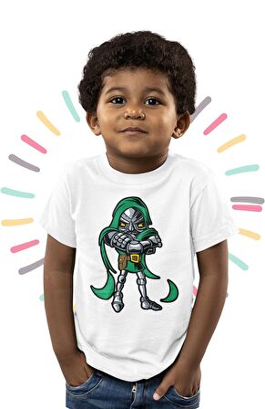 Baby Doctor Doom Baskılı Çocuk Tişört, Unisex Marvel Baskılı Bebek T-Shirt