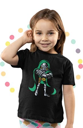 Baby Doctor Doom Baskılı Çocuk Tişört, Unisex Marvel Baskılı Bebek T-Shirt