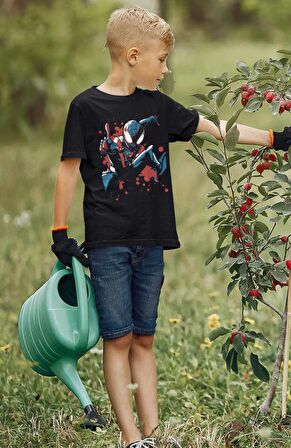 Örümcek Adam EX1 Baskılı Çocuk Tişört, Unisex Spiderman Baskılı Bebek T-Shirt