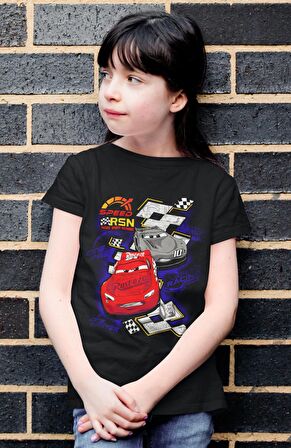 Şimşek Mcqueen Speed Baskılı Çocuk Tişört, Unisex Lightning Mcqueen Baskılı Bebek T-Shirt