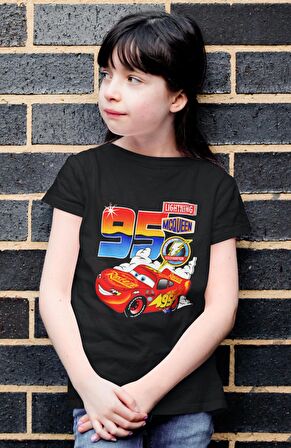 Lightning Mcqueen Baskılı Çocuk Tişört, Unisex Çizgi Film Baskılı Bebek T-Shirt