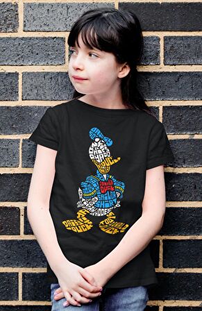 Donald Duck Baskılı Çocuk Tişört, Unisex Çizgi Film Baskılı Bebek T-Shirt