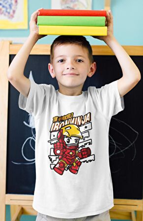 Iron Ninja Baskılı Çocuk Tişört, Unisex Marvel Baskılı Bebek T-Shirt