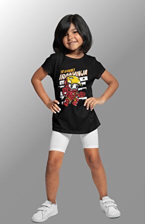 Iron Ninja Baskılı Çocuk Tişört, Unisex Marvel Baskılı Bebek T-Shirt