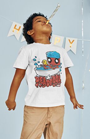 Komik Deadpool Baskılı Çocuk Tişört, Unisex Marvel Baskılı Bebek T-Shirt