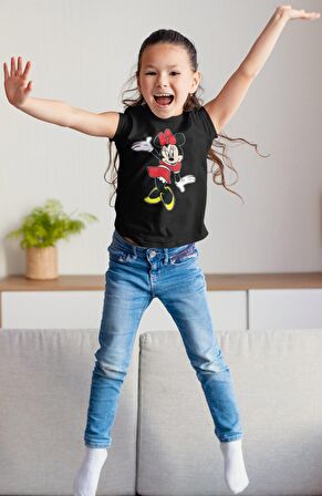 Minnie Baskılı Kız Çocuk Tişört, Disney Minnie Mouse Baskılı Bebek T-Shirt