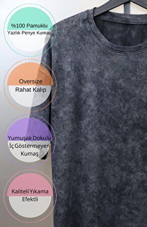 Unisex Naruto Kurama Eskitme Tişört, Oversize Anime Baskılı Yıkamalı T-Shirt