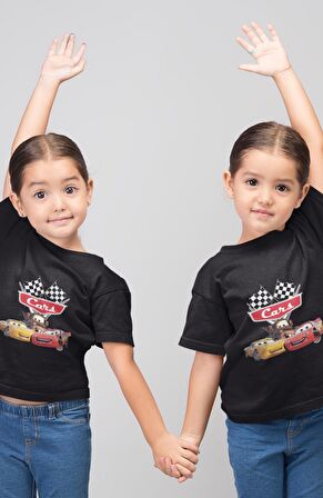 Unisex Çocuk Arabalar Baskılı Tişört, Cars Yazılı Bebek T-Shirt