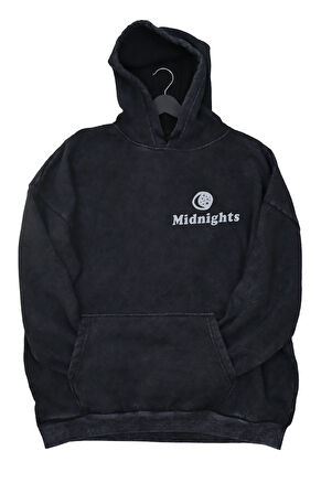 Unisex Midnights Sırt Baskılı Kapüşonlu Yıkamalı Sweatshirt, Oversize Taylor Swift Vintage Hoodie