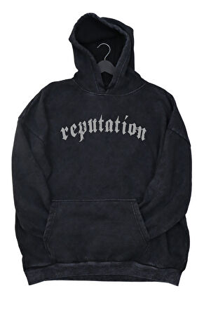 Unisex Reputation Sırt Baskılı Kapüşonlu Yıkamalı Sweatshirt, Oversize Taylor Swift Retro Hoodie