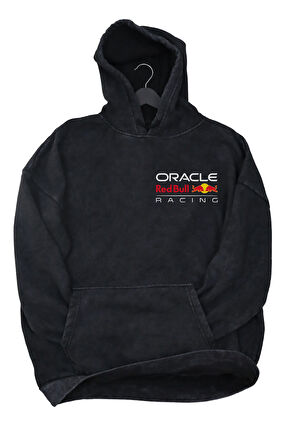 Unisex Oracle Redbull Racing Team Sırt Baskılı Kapüşonlu Yıkamalı Sweatshirt, Oversize F1 Hoodie