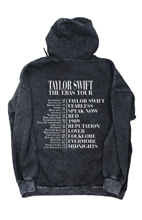 Unisex Taylor Swift Eras Tour Sırt Baskılı Kapüşonlu Yıkamalı Sweatshirt, Oversize Vintage Hoodie