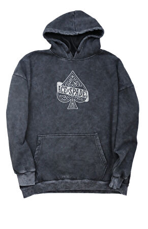 Unisex Motörhead Sırt Baskılı Kapüşonlu Yıkamalı Sweatshirt, Oversize Rock Band Baskılı Hoodie
