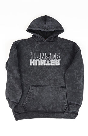Unisex Hunter X Hunter Hisoka Sırt Baskılı Kapüşonlu Yıkamalı Sweatshirt, Oversize Anime Hoodie