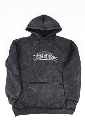 Unisex MHA Katsuki Bakugo Sırt Baskılı Kapüşonlu Yıkamalı Sweatshirt, Oversize Anime Temalı Hoodie