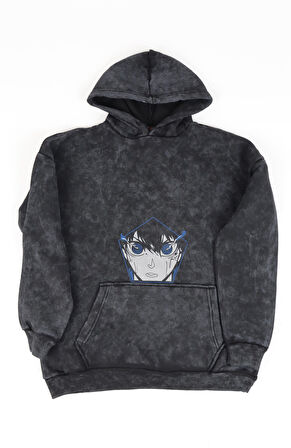 Unisex Yoichi Isagi Sırt Baskılı Kapüşonlu Yıkamalı Sweatshirt, Oversize Blue Lock Anime Hoodie