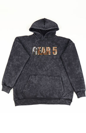 Unisex Luffy Gear 5 Sırt Baskılı Kapüşonlu Yıkamalı Sweatshirt, Oversize Anime One Piece Hoodie