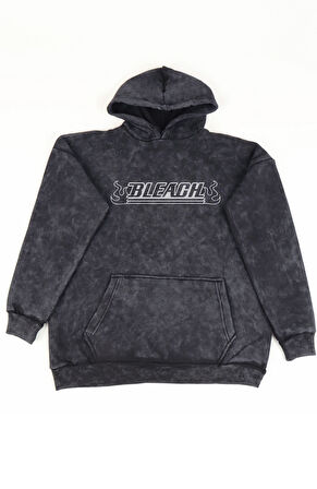 Unisex Bleach Ulquiorra Schiffer Sırt Baskılı Kapüşonlu Yıkamalı Sweatshirt, Oversize Anime Hoodie