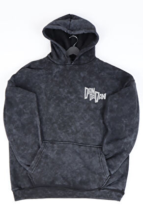 Oversize Okarun ve Turbo Granny Sırt Baskılı Kapüşonlu Yıkamalı Sweatshirt, Dandadan Anime Hoodie