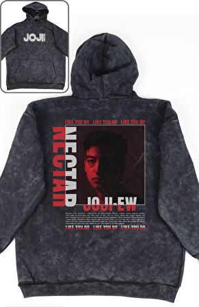Unisex Nectar Albüm Sırt Baskılı Kapüşonlu Yıkamalı Sweatshirt, Oversize Joji Yazılı Retro Hoodie