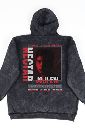 Unisex Nectar Albüm Sırt Baskılı Kapüşonlu Yıkamalı Sweatshirt, Oversize Joji Yazılı Retro Hoodie