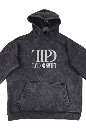 Unisex Taylor Swift Sırt Baskılı Kapüşonlu Yıkamalı Sweatshirt, Oversize 2024 Albüm Temalı Hoodie