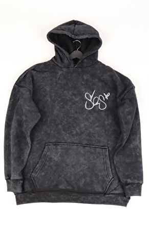 Unisex Sza Sırt Baskılı Kapüşonlu Yıkamalı Sweatshirt, Oversize Sos Sza Yazılı Vintage Hoodie