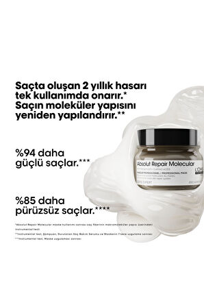 Loreal Professionnel Absolut Repair Molecular Tüm Yıpranmış Saçlar İçin Yoğun Onarıcı Maske 250 ml