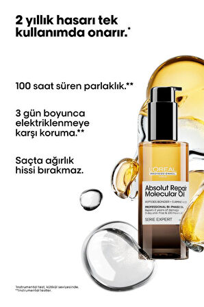 Absolut Repair Molecular Çift Fazlı Profesyonel Saç Bakım Yağı 90 ML